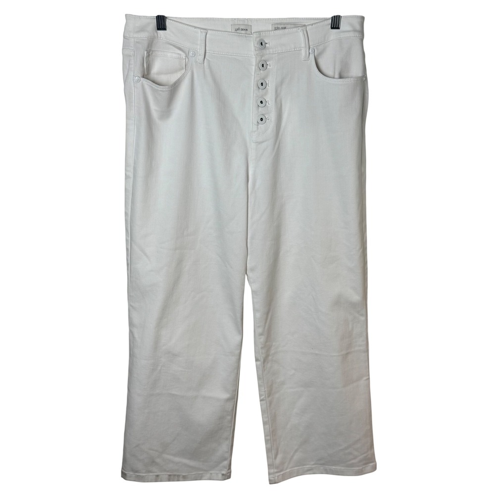 J. Jill Straight-Leg Crops Women 14 White High-Rise Button‎ Fly Stretch Denim